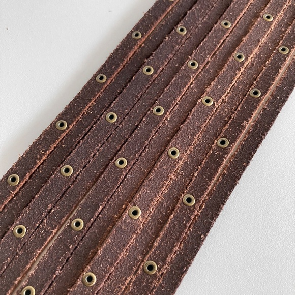 Linea Pelle Multi Strand Studded Brown Leather Belt L - Picture 5 of 12